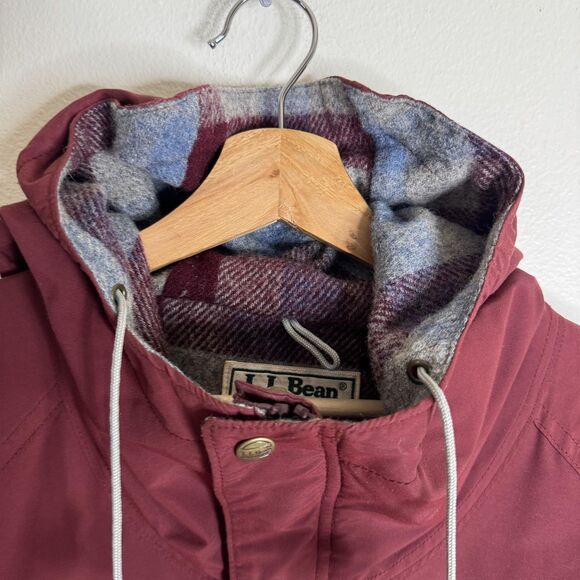 Vintage L.L. Bean Baxter State Parka Womens Large Burgundy Wool Lined USA 90s - Picture 4 of 10
